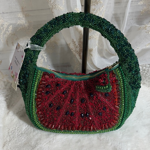 made in india Handbags - Made in India watermelon beaded hat moon handbag